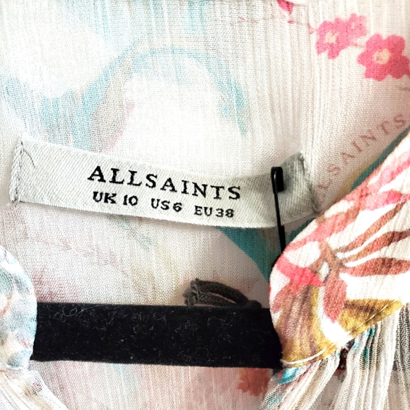 Allsaints Lara Melisma Chiffon Top in White - Picture 5 of 9